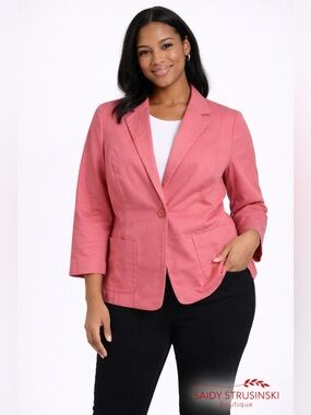 Talbots soft Pink Textured One-Button Blazer Lined academia Size 10 | NWT